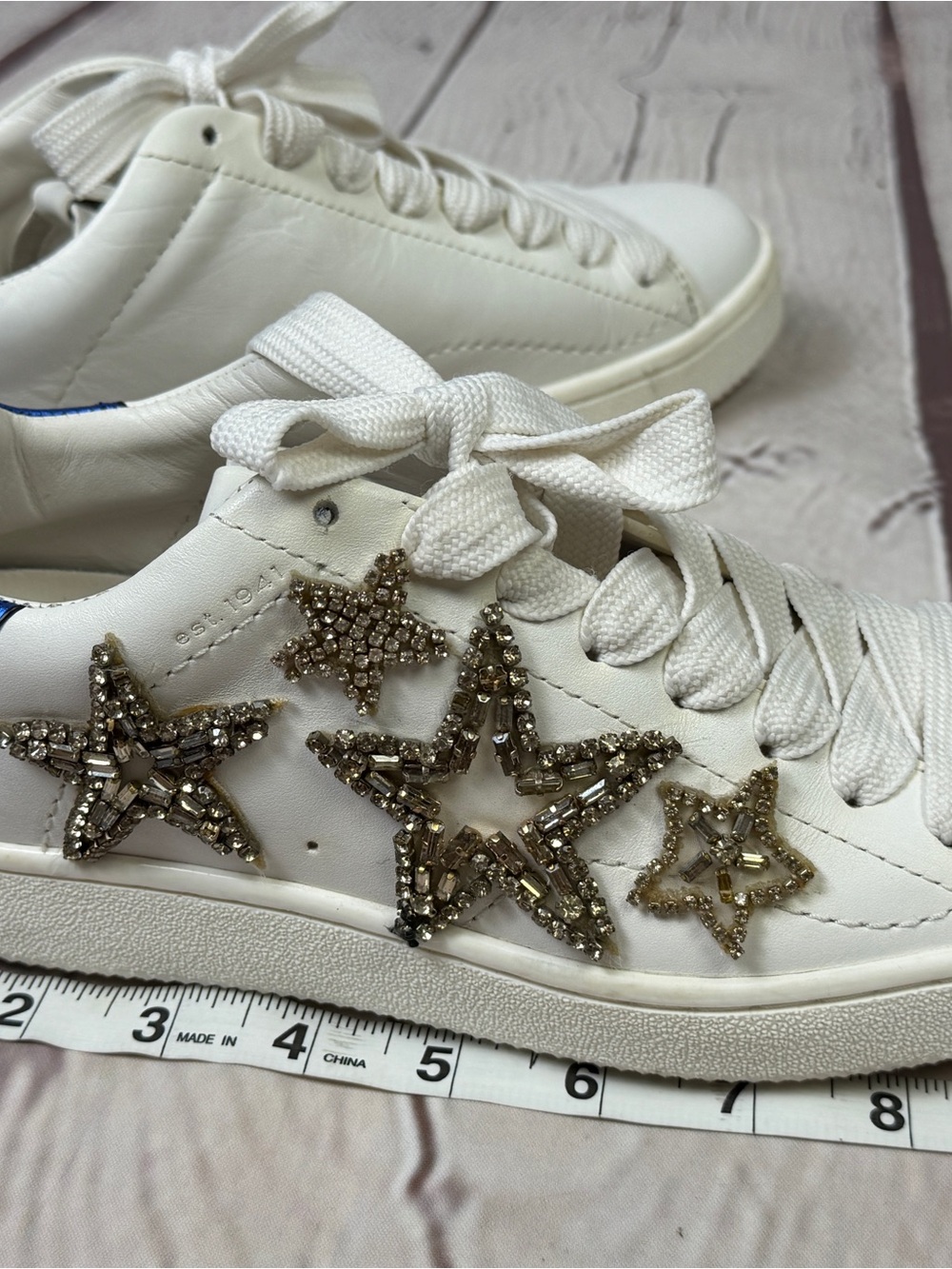 COACH white sneakers with embellished gold stars, size 6 - Picture 11 of 12